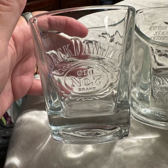 Jack Daniel’s Whiskey Glasses Set of 2 Old No 7 Brand Embossed - Picture 1 of 5
